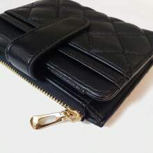 Luxury Style Quilted Faux Leather Card Holder, Elegant Mini Wallet With Gold Zipper For Ladies - Multicolor - View 4