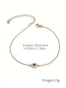 1pc S925 Sterling Silver Evil Eye Micro-Inlaid Zirconia Bracelet, European And American Retro High-End Design Jewelry For Women - Gold - View 4