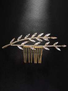 1pc Branch Hair Comb, Fresh And Elegant Style, Suitable For Bride, Wedding, Banquet, Rhinestone Hair Accessory, Haircomb, Headpiece,Summer,Holiday,Travel - Multicolor - View 3