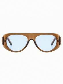 1pc Fashionable Oval Shaped Pendant, High-End Elegant, Casual Versatile, Suitable For Daily Wear - Tea Frame Blue Piece - View 5