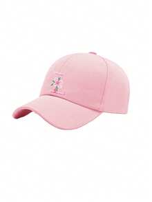 Children's Flower Letter Embroidered Adjustable Baseball Cap Casual Peaked Sun Hat For Kids, Teens & Youth 3-16 Years Old - Baby Pink - View 8