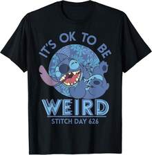 LILOS & STITCHS 626 Stitch Day It's OK To Be Weird Short Sleeve T-Shirt Men Clothes,Tops For Women,Women Tops,Girls Clothes,Boys Clothes,Boys Tshirt,Tops For Girls,Summer Clothes,Funny T Shirts,Graphic Tee,Gym T Shirt,Tops For Going Out,Summer Holiday Outfits - Black - View 1