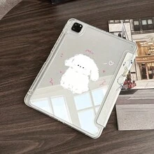 1 Cute Fluffy White Puppy Tablet Case Folio Table Case With Pen Holder Compatible With IPad 10.9/10.2/ Air 5th Gen/Pro11/10th/9.7/Air 2/ (7th Gen)/ (8th Gen)/ Air 4/5/ Pro 11/ 10th Generation 10.9-Inch 2022 Smart Case/ Air 13(M3 2025)/ Air 11(M3 2025)/ Air 11(M3 2025)/ 11(A16 2025)/Compatible With Galaxy Tab S10+/S9/A9,Compatible With Xiaomi5/5PR/6/6PRO/7/7PRO - Multicolor - View 5