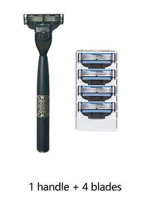 男士手动剃须刀，三层锋利不锈钢刀片，金属防滑手柄，兼容 MACH 3，带防滑手柄，高端经典日常男士剃须工具 - 安全剃刀 - 查看 9