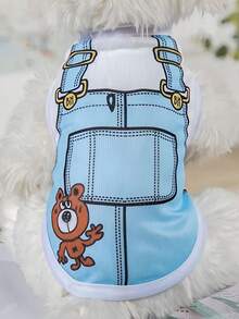 1pc Pet Summer Printed Sleeveless Vest, Lightweight - Multicolor - View 1