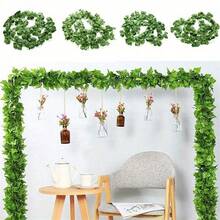 12 Pieces Artificial Ivy Leaf Garlands In Permanent Green, 3D Synthetic Green Vine Hanging Decoration, Plastic Plant Wreath For Indoor/Outdoor Use, Home, Garden, Wedding, Baby Shower, Housewarming - No Electricity Required Gift For Birthday, Graduation, Garden Decoration, Outdoor Plant, Gardening, Artificial Flowers - 12 Pieces - View 6