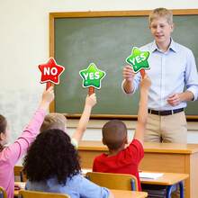 hoojojo 2/6个星形“是/否”手持投票牌，双面图案，教师课堂互动游戏道具 - 彩色 - 查看 4