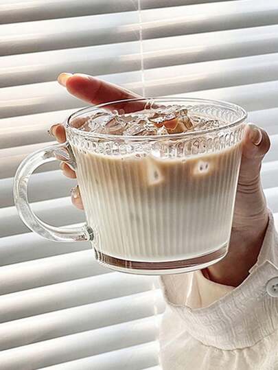 2pcs Minimalist Luxury Glass Coffee Mugs, Transparent With Portable Handle, Suitable For Cappuccino, Latte, Tea, Hot & Cold Drinks, Ideal For Easter, Christmas, Birthday Parties