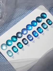 15毫升容量 2026春夏及新年宝石蓝玻璃珠，岛屿蓝冰川猫眼新款女士圣诞礼品套装，包含水晶石猫眼凝胶指甲油 - 彩色 - 查看 5