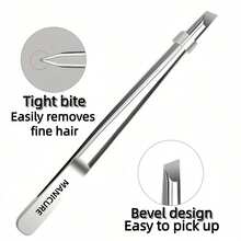 Stainless Steel Adjustable Single-Hole Eyebrow Tweezer, Durable For Eyebrow And Eyelash Trimming, Unisex Beauty Tool Set - Silver - View 5