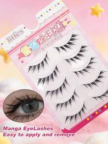 5 Pairs Natural False Eyelashes Fluffy Soft 3D False Eyelashes Natural Eyelash Party And Club Daily Work False Eyelashes Messy Dramatic Eye Black Extension - Black - View 2