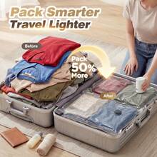 12pcs Vacuum Bags For Travel With Rechargeable Air Pump,Reusable For Clothes, Comforters, Blankets, Pillow, Bedding, Sealer Clothing Storage,Travel Accessories,Organize Essential - 12 sọc chéo bằng sợi carbon - Xem 2