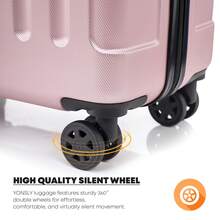YONSLY 4-Piece Wheeled Suitcase Set With 360° Wheels, Combination Lock, Robust Double Zipper, Mesh Pocket, Soft Rubber Handle, 16/20/24/28 Inch Trolley Suitcase, Hard Shell Carry-On Luggage Set (4-Piece Set, S, M, L & XL) - 玫瑰金 - 查看 4