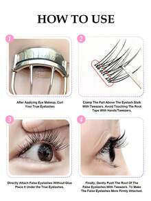 Asiteo 80pcs C-Curl Brown Manga No Glue Individual Lashes, Large-Capacity Self Adhesive Lashes Natural Lash Clusters Lazy False Eyelashes Manga Lashes Makeup Glue-Free Fake Eyelashes - C - View 6