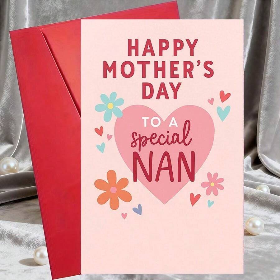 1pc Happy Mother'S Day Card For A Special Nan,Colorful Flowers Perfect For Showing Love And Appreciation To Grandmothers On Mother'S Day Or Any Heartfelt Occasion, Envelope Included - A - View 1