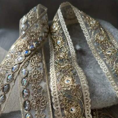 1 Roll, 2 Yards Embroidered Floral Jacquard Lace Trim, Decorative Lace Ribbon For Women's Clothing, DIY Headwear, Collar, Curtain Decor, Sewing Craft Supplies