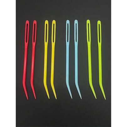 [10 chiếc/40 chiếc] Kim nhựa đầu nhọn 7cm, kim mềm uốn cong dùng trong gia đình, DIY, thêu, may vá, có sẵn màu đỏ/vàng/xanh dương/xanh lá cây