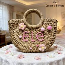 1 chiếc túi đi biển bằng rơm cá nhân hóa, túi tote có thể tùy chỉnh tên, quà tặng cho phù dâu, túi xách du lịch mùa hè phong cách Boho, quà tốt nghiệp, giỏ quà tiệc độc thân, quà tặng tiệc cưới/giỏ quà cho bé gái cầm hoa, túi du lịch dễ thương dung tích lớn. - Nhiều màu - Xem 27