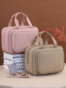 Large Capacity Compartmentalized Cosmetic Bag, Travel Toiletry Organizer, Portable Makeup Case, Small Handheld Cosmetic Box - Multicolor - View 6