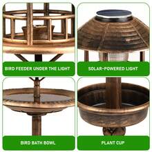 Crystals Bronze Solar‑Powered Garden Bird Bath With Feeder & Light – Outdoor Bird Table Station - Bath - View 6