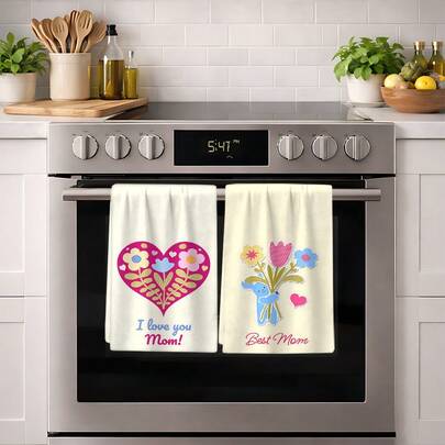 2/4/6pcs Mother's Day Themed Printed Dish Towels, Super Absorbent Microfiber Modern Cloths, Cooking And Baking Tea Towels, Dishcloths, Cleaning Rags, Hand Towels, Highly Soft And Absorbent, Kitchen Decor, Gifts For Neighbors, Moms, Birthdays, Housewarming For Friends, Kitchen Essentials, Daily Necessities