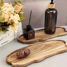Premium Acacia Wood Serving Tray - 11.4"X4.2" Irregular Oval Design For Desserts, Snacks, Fruits & Appetizers - Perfect For Home Decor & Holiday Celebrations - Wood Color - View 3