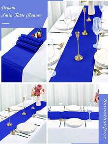 2pcs/5pcs/10pcs Royal Blue Satin Table Runner, Long Silk Table Runner, Suitable For Wedding, Baby Shower, Bridal Shower, Hotel, Home, Party, Outdoor Event, Graduation, Birthday, Wedding Reception And More Occasions - Royal Blue - View 5