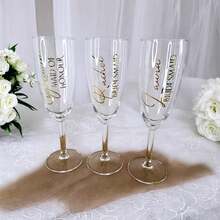 Custom Text Stickers, Wedding DIY Vinyl Stickers, Stickers, Custom Names, Bridesmaid Gifts, Champagne Glasses, Wine Glasses - Multicolor - View 5