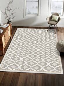 Bedroom Faux Wool Rug, Modern Minimalist Style, Living Room Fashion Carpet, 1pc Home Decor Rug, Washable Hallway Carpet, Kitchen, Bathroom, Dining Room Home Decor Mat, Fluffy Minimalist, Creating A Unique, Exquisite And Comfortable Atmosphere - Light Grey - View 1