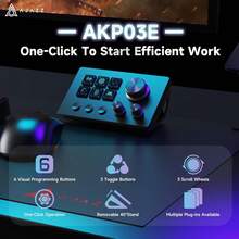 AJAZZ AKP03E Consola de control de escritorio Versión internacional, Asistente de mezclador de transmisión en vivo Panel de control con teclas de acceso directo programables, Consola de control de transmisión en vivo todo en uno, Soporte desmontable a 40°, Botones personalizables - Ver 7