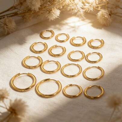 6 قطع من الأقراط الأذن المطلية بالذهب عيار 18 قيراط من الفولاذ المقاوم للصدأ 304 بأحجام متعددة، إكسسوارات صنع المجوهرات والأقراط DIY للنساء، مكونات المجوهرات الفولاذية