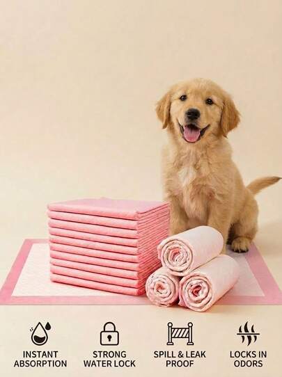 PETSIN 100pcs Pet Pee Pads, Thickened Odor-Absorbing Puppy Training Pads, Suitable For Pets Like Teddy, Golden Retriever, Labrador, Pet Diapers, For Pet Training, Potty, Pet Supplies
