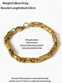 1 chiếc vòng tay thép không gỉ mạ vàng 18K cao cấp kiểu cổ điển, phong cách đường phố Hip Hop dành cho nam giới, phù hợp để đeo hàng ngày, dự tiệc, lễ hội âm nhạc, làm quà tặng thời trang. - Vàng - Xem 5