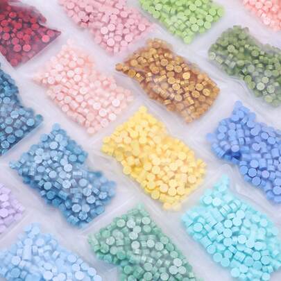 200 حبة/كيس من حبيبات شمع ختم ثماني الأضلاع، لختم الشمع، ديكور مغلف البطاقات اليدوية، ختم الشمع، أعمال يدوية، تغليف الهدايا، ختم المغلفات، دعوات الحفلات، تجميع الصور، لوازم العودة إلى المدرسة