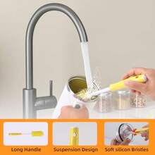 Kit de limpieza reutilizable de vasos compatible con  UpdatedBottle Cleaner con limpiador de cepillo para polvo LStraw y cepillo para polvo de limpieza de tapa de taza para  Cup vasos - amarillo - Ver 4