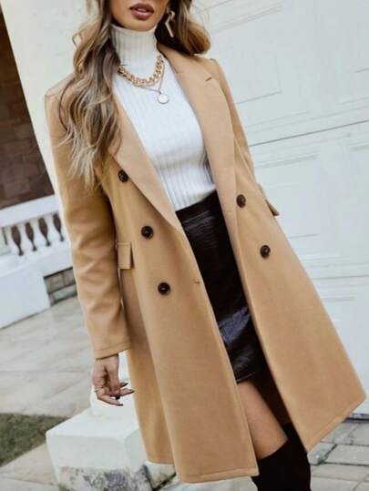 Sobretudo Feminino Lã Batida Premium de Inverno Moda Chic Europeia
