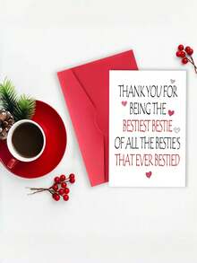 1张“最棒的闺蜜”最佳朋友贺卡，附信封 - 送给闺蜜的甜蜜感谢卡和生日卡，时尚友情礼物，内页空白 - 查看 7