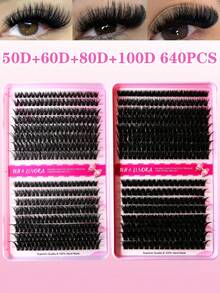 640/240pcs D-Curl Faux Mink Eyelashes, High Capacity Individual Lashes, Suitable For Beginners And Professionals For DIY Use At Home. 10D+20D+30D+40D+50D+60D+80D+100D Mixed Style Lash Book, Can Create Different Eye Makeup Looks, Soft & Natural, Long-Lasting & Lightweight - D - View 11