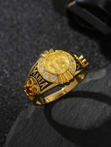 1 pieza Regalo de aniversario de 15 años de alta calidad, joya de lujo personalizada, anillo de boda de pareja de moda, compromiso, lujo con circonita roja incrustada, regalo del Día de San Valentín, cumpleaños, fiesta - Rojo - Ver 8