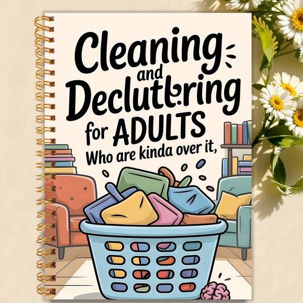 1pc ADHD Cleaning Planner Spiral Notebook, Home Cleaning Schedule And Checklist, Daily, Weekly, Monthly, Yearly Household Notebook, Professional Housewife Household Management Log