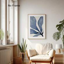 1 Stück blaue Blumen Wandkunst, abstrakte botanische Malerei, minimalistisches marineblau Aquarell Kunstwerk, modernes Küstendesign, moderne abstrakte Blumen Kunst Poster Heimdekoration, ohne Rahmen - Blume - Übersicht 2