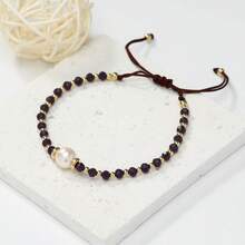 1. Vòng tay nữ bằng thủy tinh giả ngọc trai đơn giản, có thể điều chỉnh kích thước, thích hợp làm quà tặng. - vòng tay thủy tinh - Xem 7