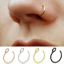 1-3件套假鼻环穿刺饰品，男女通用唇环和鼻中隔夹环套装 - 鋼+rose golden+golden - 查看 3
