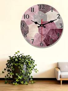 1 chiếc đồng hồ treo tường tròn bằng gỗ, kiểu dáng hiện đại tối giản, bề mặt vân đá cẩm thạch, hoạt động êm ái, không gây tiếng tích tắc, màu be/đỏ tía/xám/trắng/vân đá cẩm thạch, kim màu đen, thích hợp cho phòng khách, nhà bếp, văn phòng - 10 inch/12 inch (Không bao gồm pin), thiết kế phẳng 2D. - Nhiều màu - Xem 3