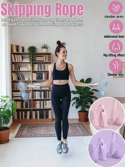 1 Bộ dây nhảy - Dây nhảy không dây có bóng tạ - Bóng có thể tháo rời - Đếm số kỹ thuật số điều chỉnh được, tay cầm bằng mút xốp, dây nhảy không dây, thích hợp cho tập luyện trong nhà và ngoài trời, thích hợp cho thể dục, tập luyện, giảm cân, định hình vóc dáng, luyện tập thi đấu, thi cử, dụng cụ thể thao, cần thiết cho thể thao (Tím/Hồng/Xanh dương)