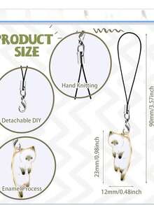 可爱猫咪元素 6 件套卡通猫手机挂件独特动物包包挂饰套装多功能钥匙扣春季生日礼物 - 彩色 - 查看 5