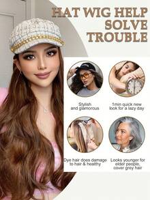 26-Inch Beret Wig With Curly Hair, Elegant And Fashionable, High-Temperature Synthetic Long Curly Wig, Suitable For Women's Daily Wear. - Multicolor - View 6