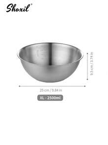 shoxil 1 pièce Set de plateau et bol en acier inoxydable, 5 tailles disponibles, grande capacité, convient pour la salade, la préparation des légumes, le pétrissage de la pâte - Bol - Voir 11