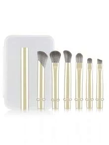 6件套迷你旅行化妆刷套装，包括粉底刷、腮红刷、眼影刷，带刷架，适合旅行/居家/办公使用，方便携带。 - 彩色 - 查看 12