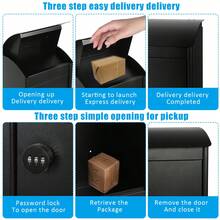Extra Large Mailbox For Parcel, Wall Mounted Lockable Delivery Box, Parcel Drop Box With Anti-Theft Baffle - A - View 2